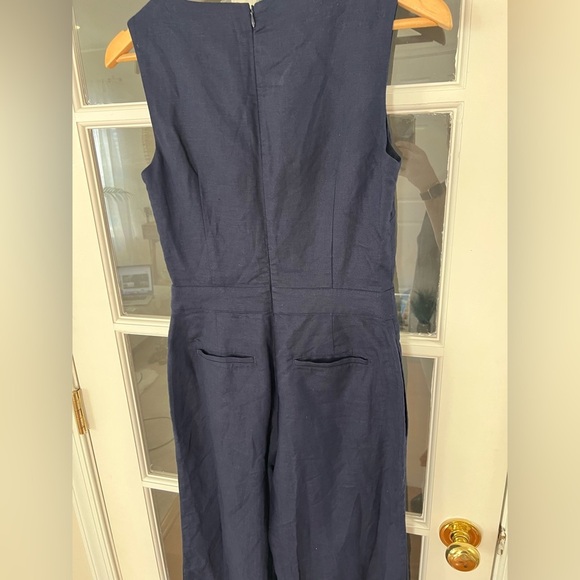 Boden Dorothea Linen Blend Cropped Jumpsuit - size 2 - navy - 55% linen blend - Picture 8 of 10